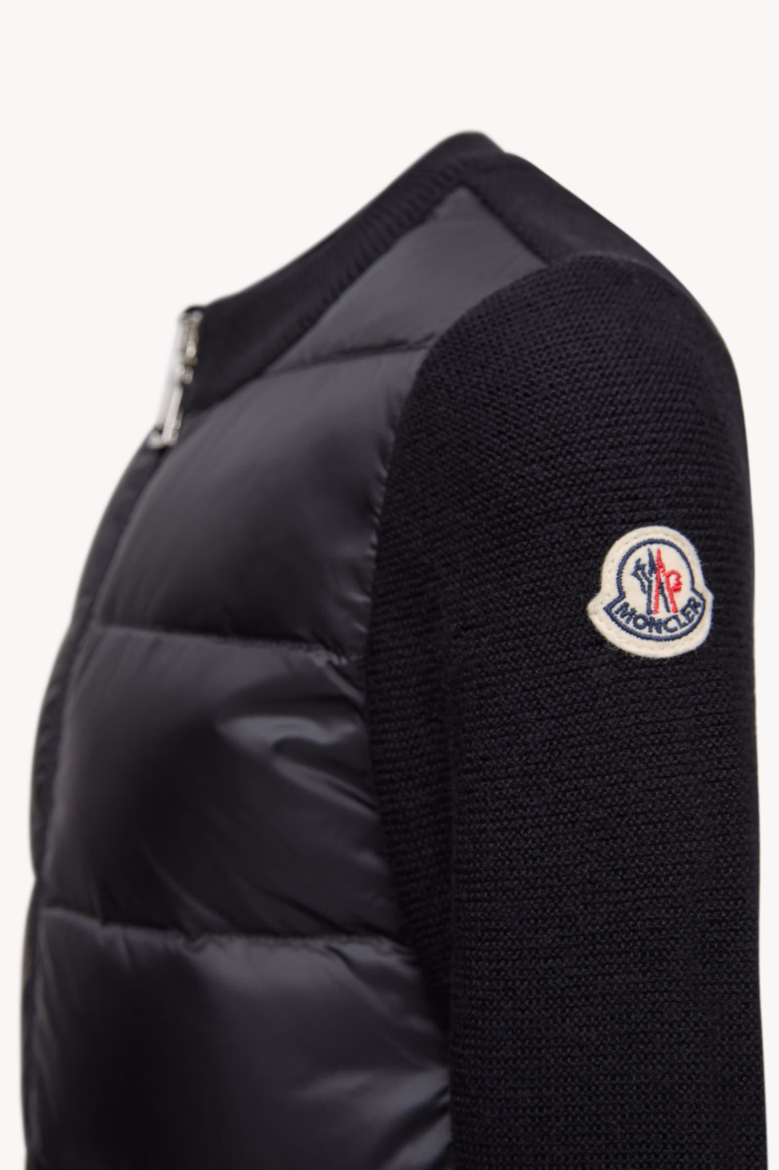 Padded Wool Zip-Up Cardigan Girl Black Moncler 2